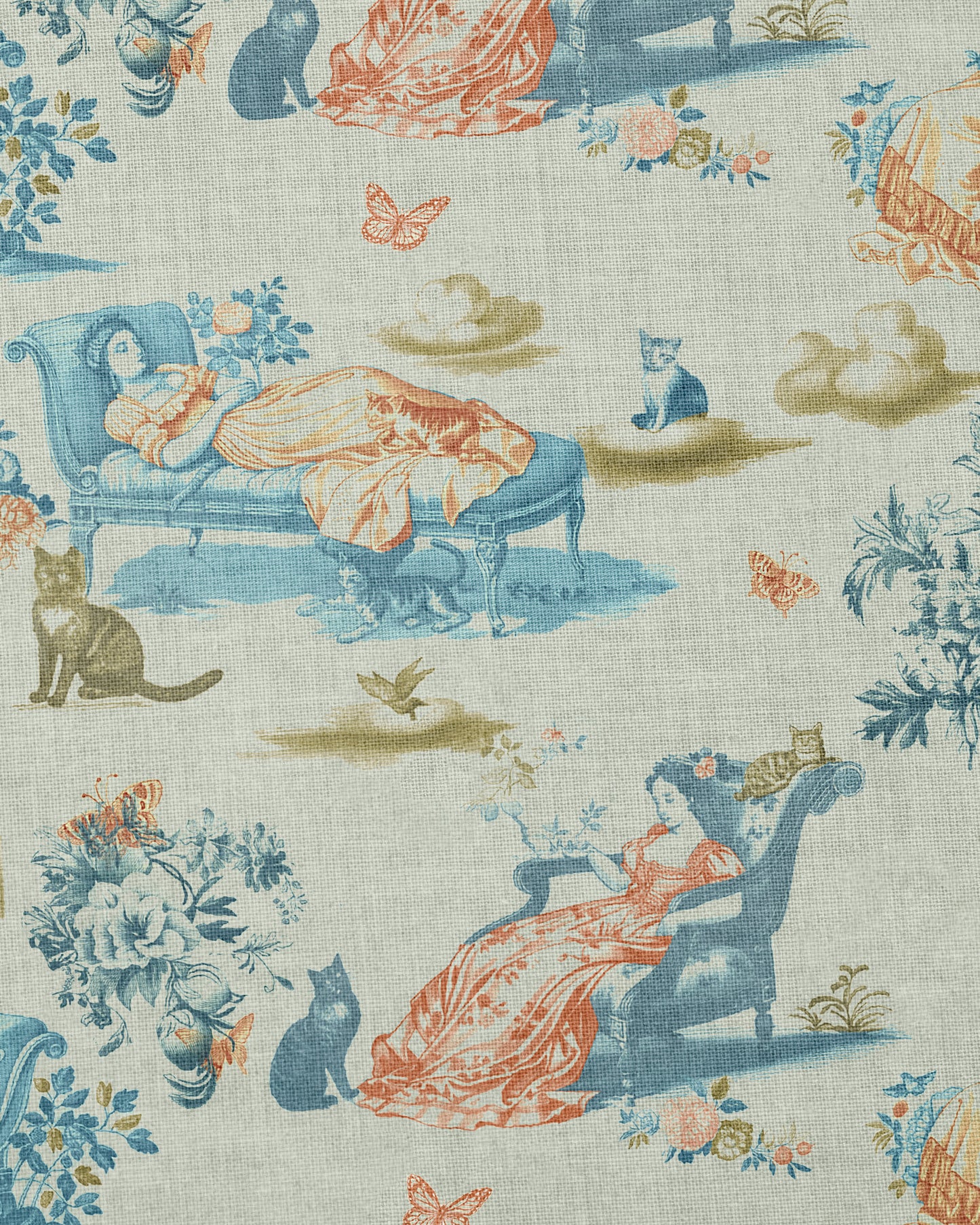Cat Nap Fabric, in Meadow