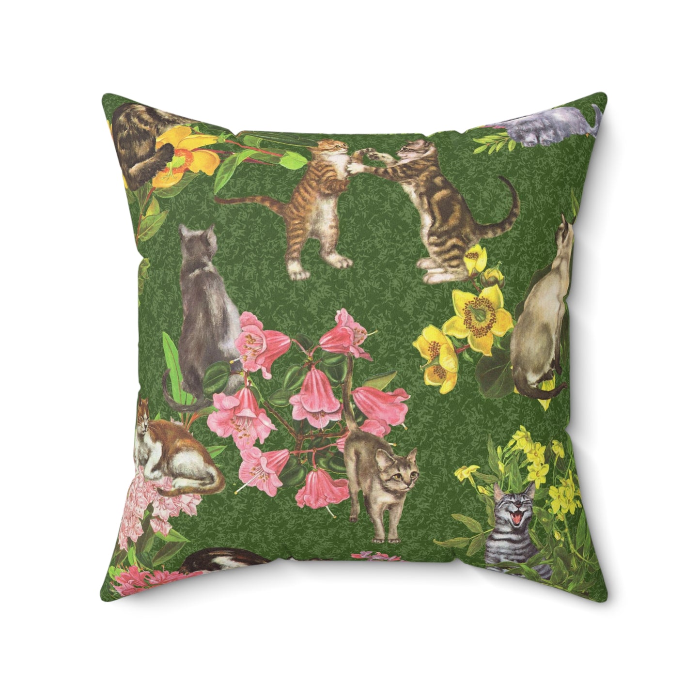 Crazy Cat Lady Pillow in Emerald Green