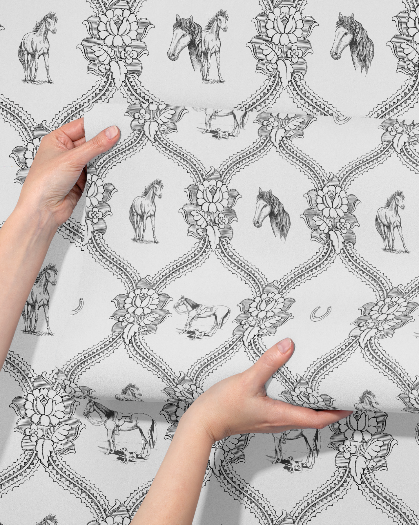 Horsegirl Wallpaper, in Black and White | Peel & Stick