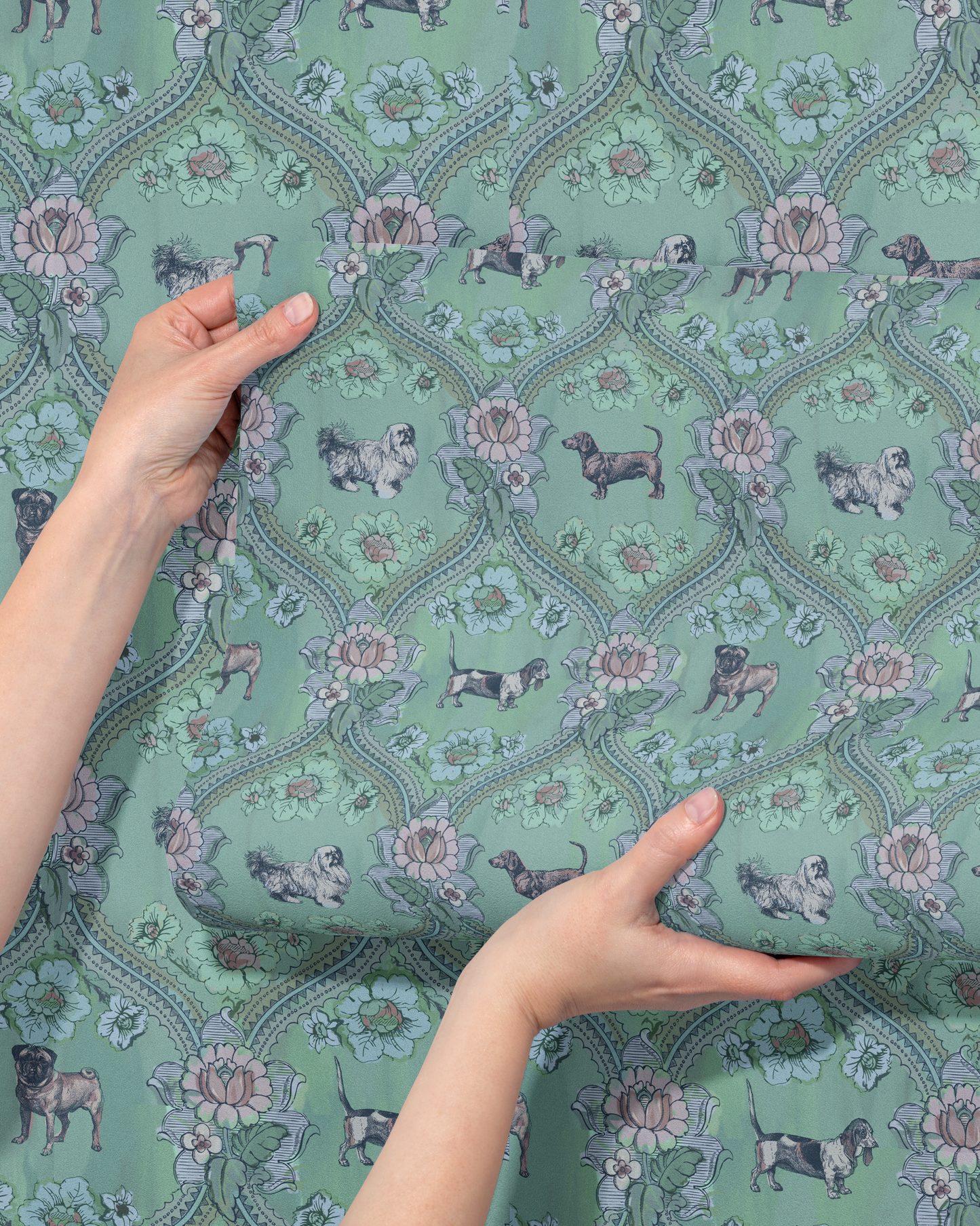 Small Dog Wallpaper, in Teal | Peel & Stick