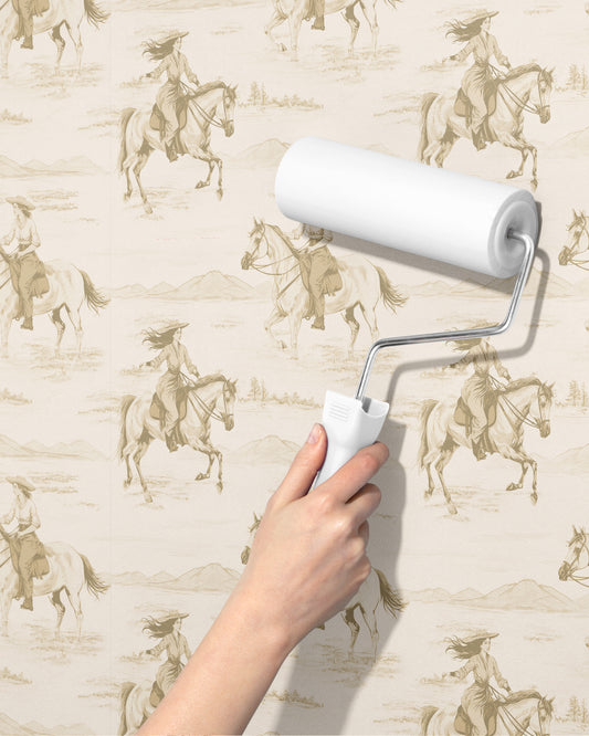 Cowgirl Wallpaper, in Sepia | Peel & Stick