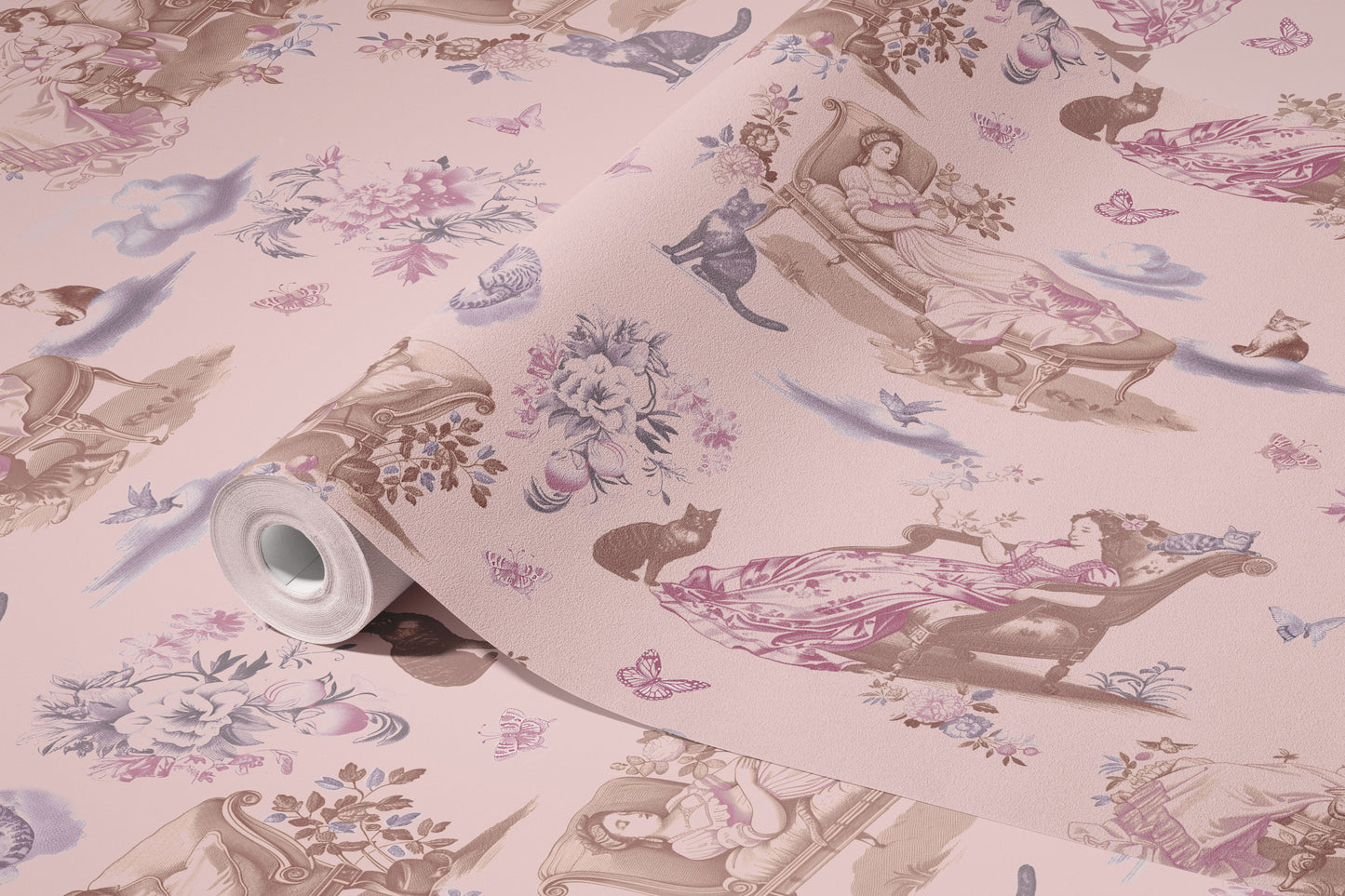 Cat Nap, in Peony | Peel & Stick Wallpaper