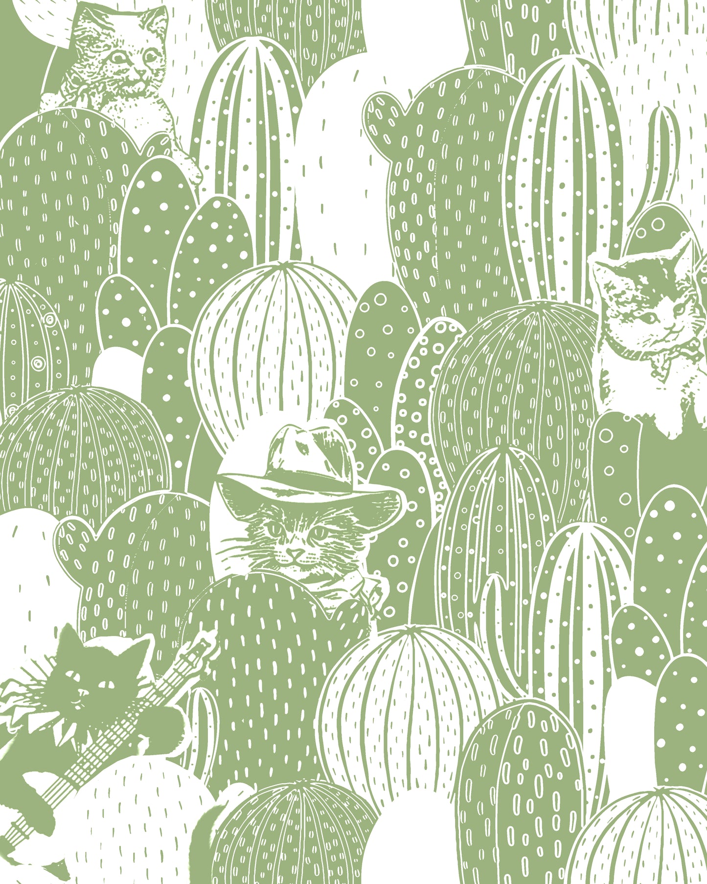 Cats & Cacti, in Aloe | Peel & Stick